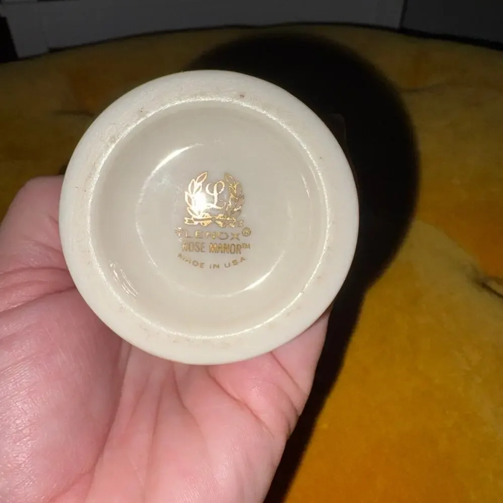Vintage Lenox Rose Manor Bud Vase Pink Roses Gold Trim 8” USA